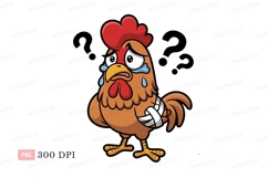 Sad injured chicken with bandages crying bandaged Product Image 1