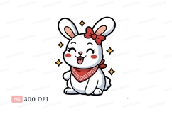 Black bunny with red bow and bandana image Product Image 1