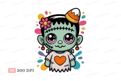 Cute monster girl with candy corn hat halloween Product Image 1