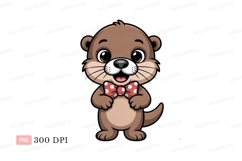 Cute otter wearing polka dot bow tie animal brown Product Image 1