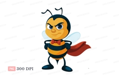 Angry bee superhero with cape insect Product Image 1