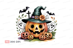 Jackolantern witch hat ghosts bats halloween pumpkin Product Image 1