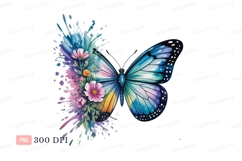 Butterfly Floral Splash Art Pink Product Image 1