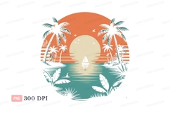 Tropical sunset sailing scene ocean sailboat Product Image 1