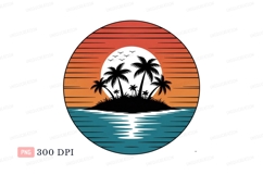 Tropical island sunset reflection ocean palm Product Image 1