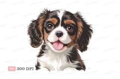 Happy tri color dog face puppy canine Product Image 1