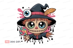 Cute scarecrow witch with lollipop candy Halloween Product Image 1
