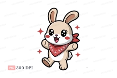 Cute bunny wearing red bandana rabbit cartoon Product Image 1