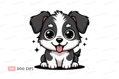 Cute black and white puppy cartoon Product Image 1