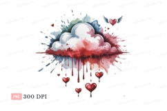 Bleeding heart cloud watercolor hearts white Product Image 1