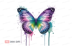 Colorful butterfly watercolor splatter purple Product Image 1