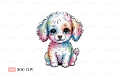 Fluffy puppy with rainbow fur colorful Product Image 1