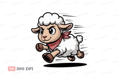Running sheep with red bandana white Product Image 1