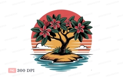 Tropical island tree with red flowers green Product Image 1
