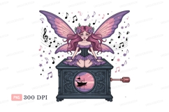 Fairy music box with boat scene wings purple Product Image 1