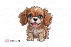 Happy brown puppy with blue eyes canine white Product Image 1