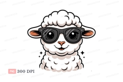 Black sheep wearing sunglasses white grey Product Image 1