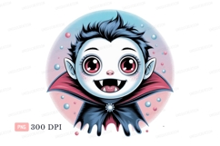Cute vampire child with fangs and cape image Product Image 1