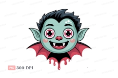 Cute vampire face with fangs and cape cartoon character Product Image 1
