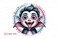 Spooky vampire character with purple eyes and tongue Product Image 1