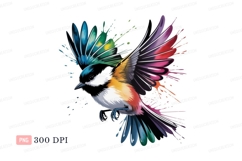 Colorful bird splashing paint wings flight Product Image 1