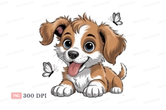 Adorable puppy with butterflies canine animal Product Image 1
