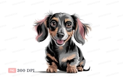 Happy dachshund portrait puppy black Product Image 1
