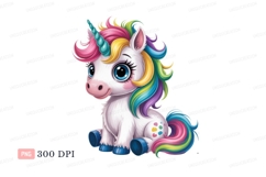Cute unicorn with rainbow mane and horn fantasy mythical Product Image 1