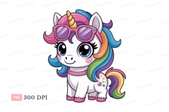 Cute unicorn with colorful mane and sunglasses tail Product Image 1