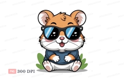Cute hamster wearing sunglasses and blue shirt rodent Product Image 1