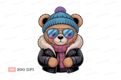 Cool bear wearing winter clothes scarf jacket Product Image 1