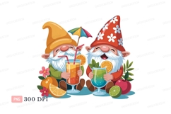Gnomes enjoying refreshing summer drinks fruit cheerful Product Image 1