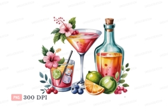 Tropical cocktails with fruit and flowers drinks Product Image 1