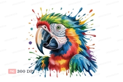 Vibrant parrot splash art colorful paint Product Image 1