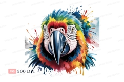 Colorful parrot watercolor splash macaw bird Product Image 1