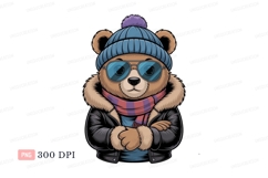 Cool bear wearing winter clothes scarf Product Image 1