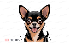Happy black tan chihuahua portrait animal Product Image 1