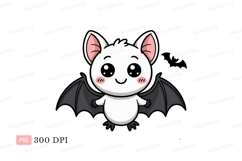 Cute white bat with pink ears wings Product Image 1