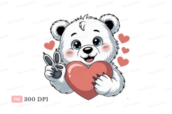 Cute bear holding heart love cartoon Product Image 1
