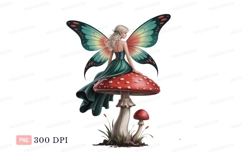 Fairy sitting on mushroom wings fantasy Product Image 1