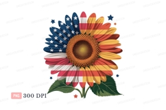 Patriotic sunflower with american flag petals image Product Image 1