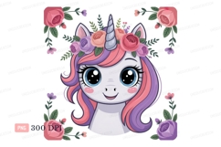 Cute unicorn with floral crown fantasy magical Product Image 1