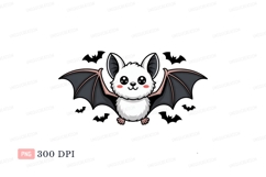 Cute white bat with dark wings image Product Image 1