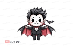 Sad vampire child with bat black Product Image 1