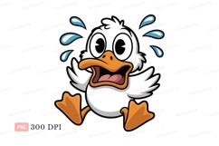 Black duck cartoon sweating orange blue Product Image 1