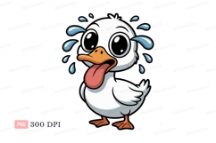 White duckling tongue out sweating orange blue Product Image 1
