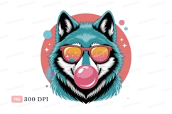 Cool blue fox blowing bubblegum sunglasses pink Product Image 1
