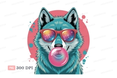 Blue fox blowing bubblegum sunglasses pink Product Image 1