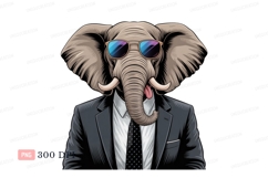 Elephant wearing sunglasses and suit tongue Product Image 1