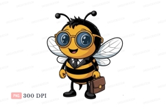 Cartoon bee wearing glasses and suit holding briefcase Product Image 1
